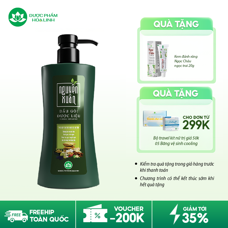 Dầu gội dược liệu Nguyên Xuân xanh dưỡng tóc