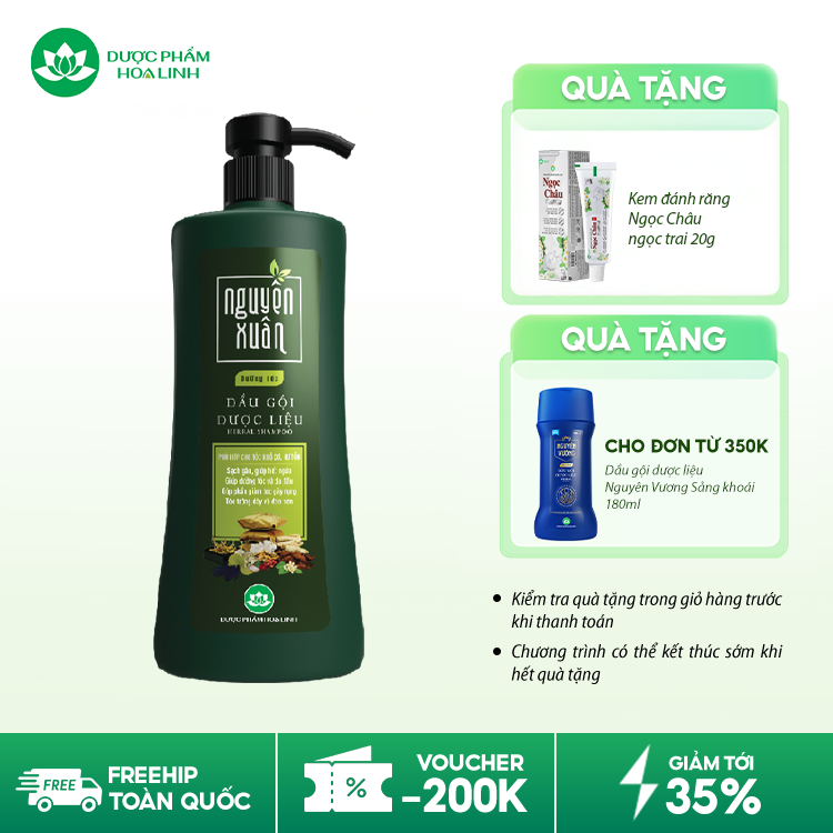 Dầu gội dược liệu Nguyên Xuân xanh dưỡng tóc Dầu gội dược liệu Nguyên Xuân xanh dưỡng tóc