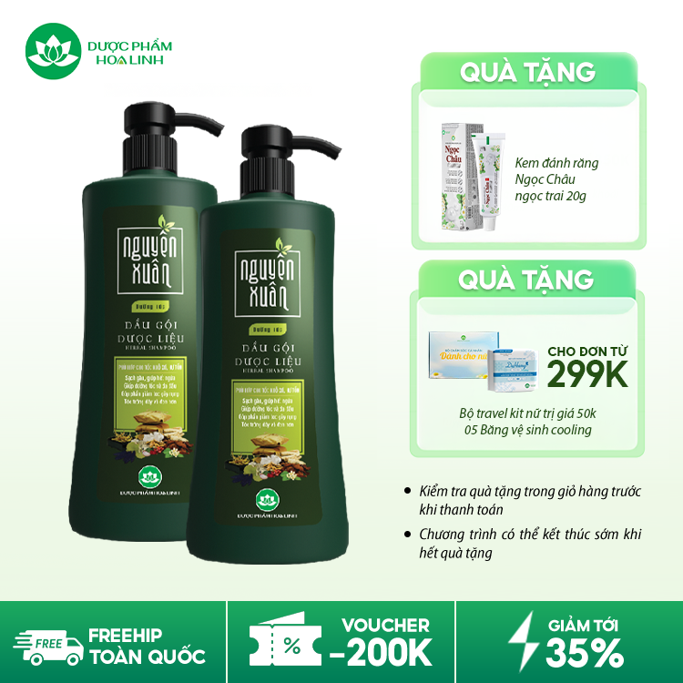 Dầu gội dược liệu Nguyên Xuân xanh dưỡng tóc