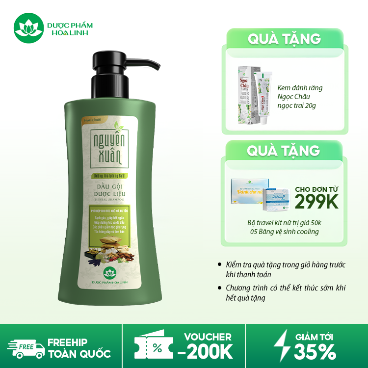Dầu gội dược liệu Nguyên Xuân Dưỡng tóc Hương bưởi Dầu gội dược liệu Nguyên Xuân Dưỡng tóc Hương bưởi