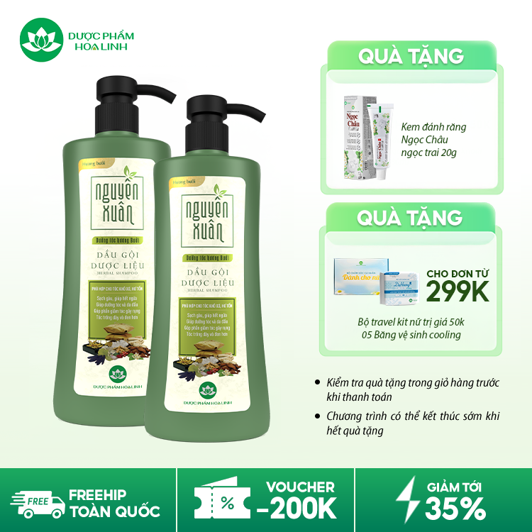 Dầu gội dược liệu Nguyên Xuân Dưỡng tóc Hương bưởi Dầu gội dược liệu Nguyên Xuân Dưỡng tóc Hương bưởi